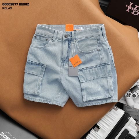 Quần short jean nam Heboz cargo S021 - 00002677