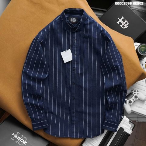 Áo sơ mi nam Heboz cổ trụ stripped linen 3M - 00002598
