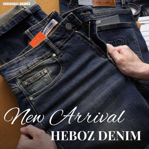 Quần jean nam Heboz dáng slim trơn D006 - 00002611