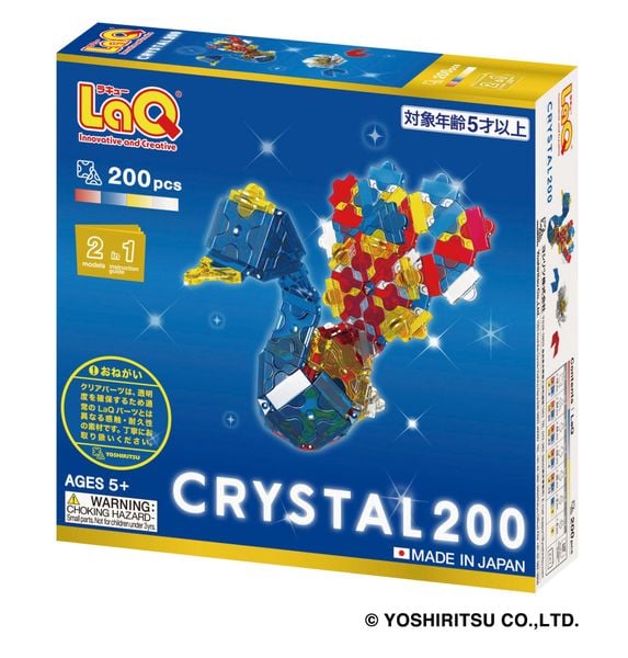  Bộ xếp hình sáng tạo LaQ CRYSTAL 200 - Chủ đề Mảnh ghép trong, 200 mảnh ghép có 4 màu trong suốt (vàng, đỏ, xanh, trắng) 