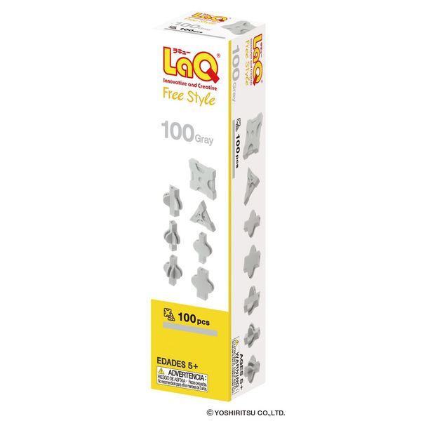  Bộ xếp hình sáng tạo LaQ Free Style 100 GRAY - Chủ đề Tự do sáng tạo (Màu XÁM) 100 mảnh ghép, đủ 7 loại mảnh ghép 