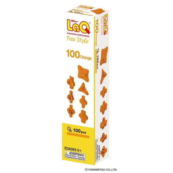  Bộ xếp hình sáng tạo LaQ Free Style 100 ORANGE - Chủ đề Tự do sáng tạo (Màu CAM) 100 mảnh ghép, đủ 7 loại mảnh ghép 