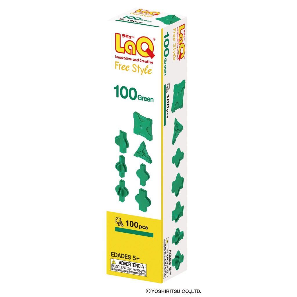  Bộ xếp hình sáng tạo LaQ Free Style 100 GREEN - Chủ đề Tự do sáng tạo (Màu XANH LÁ) 100 mảnh ghép, đủ 7 loại mảnh ghép 