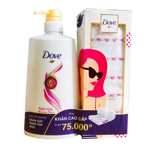 DẦU GỘI DOVE NGĂN RỤNG TÓC 640GR UNILEVER TẶNG 01 KHĂN TẮM