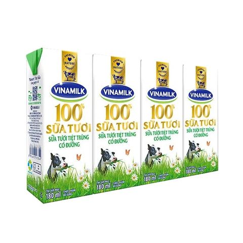 STTT FRESH MILK ĐƯỜNG 180MLX4HOP (VINAMILK)