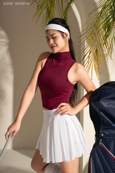  Áo Croptop sát nách Nữ - Kenewomen High neck knit sleeve croptop 