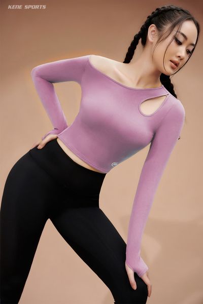  Áo Croptop không đệm mút  - drop shoulder and long sleeve (no padding) top 