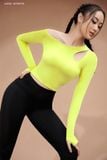  Áo Croptop không đệm mút  - drop shoulder and long sleeve (no padding) top 