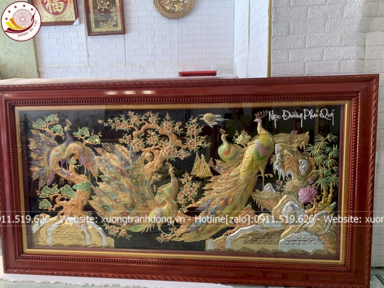 tranh ngoc duong phu quy dong vang dat vang bac kich thuoc 2m3x1m2