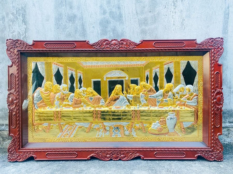 tranh bua tiec ly dong do ma vang 24k dat bac 1m55x88cm xuong tranh dong