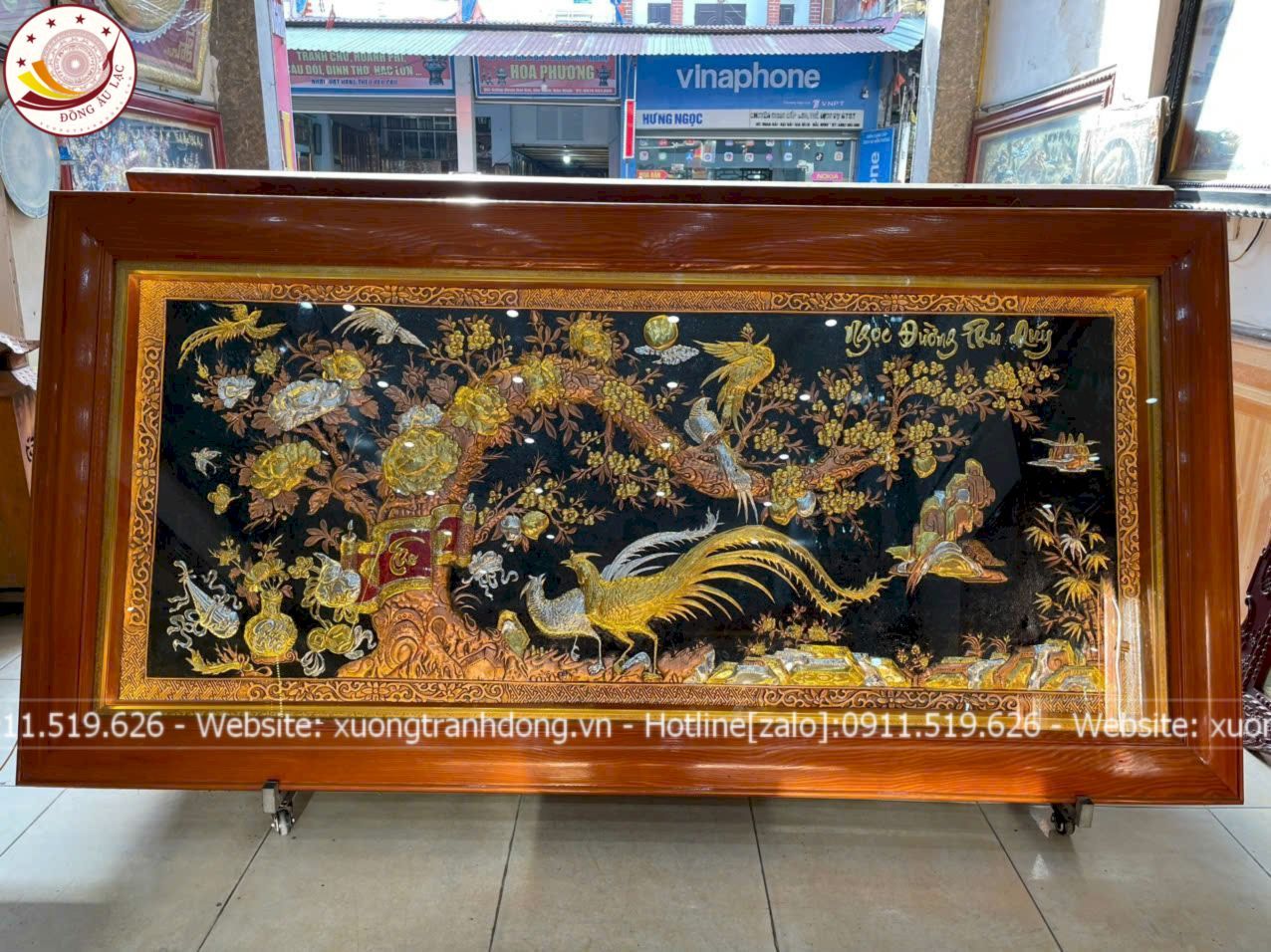 tranh vinh hoa phu quy bang dong do dat vang bac kich thuoc 1m7x90cm xuong tranh dong