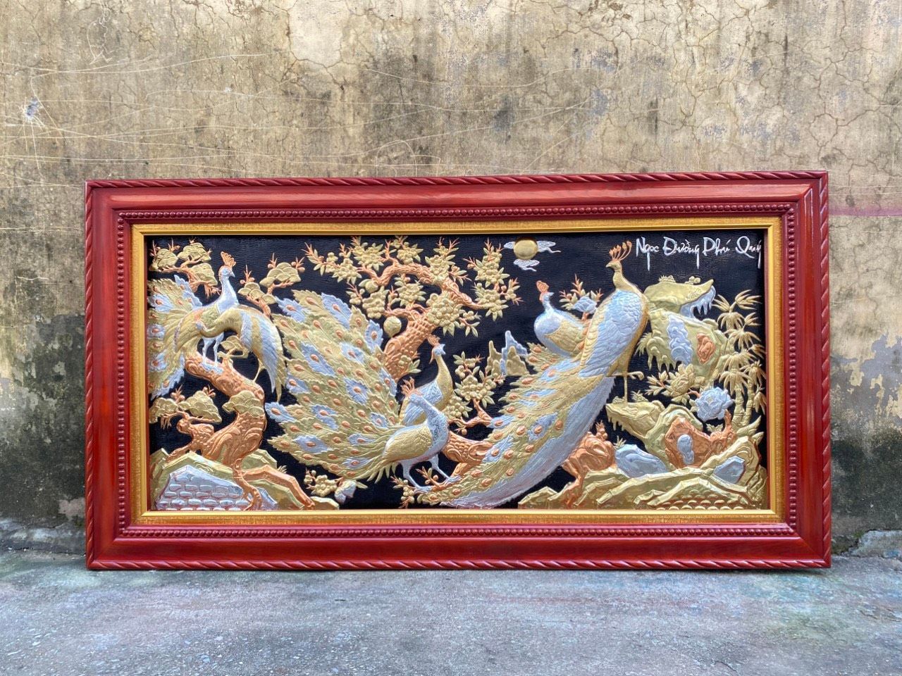 tranh ngoc duong phu quy dong vang dat vang bac kich thuoc 2m3x1m2
