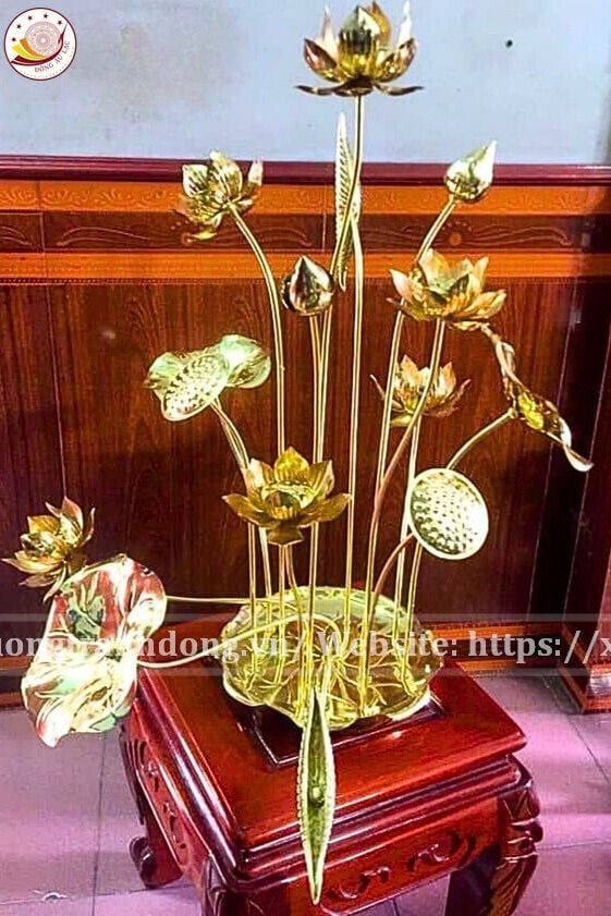 chau hoa sen 15 canh dong vang xuong tranh dong
