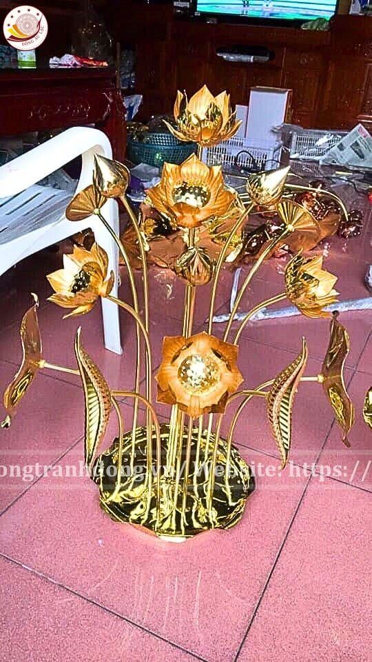 chau hoa sen 15 canh dong vang xuong tranh dong