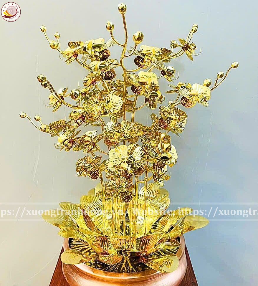 chau hoa lan 7 canh ma vang 24k xuong tranh dong