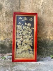 tranh hoa sen dong vang 1m2x60cm xuong tranh dong