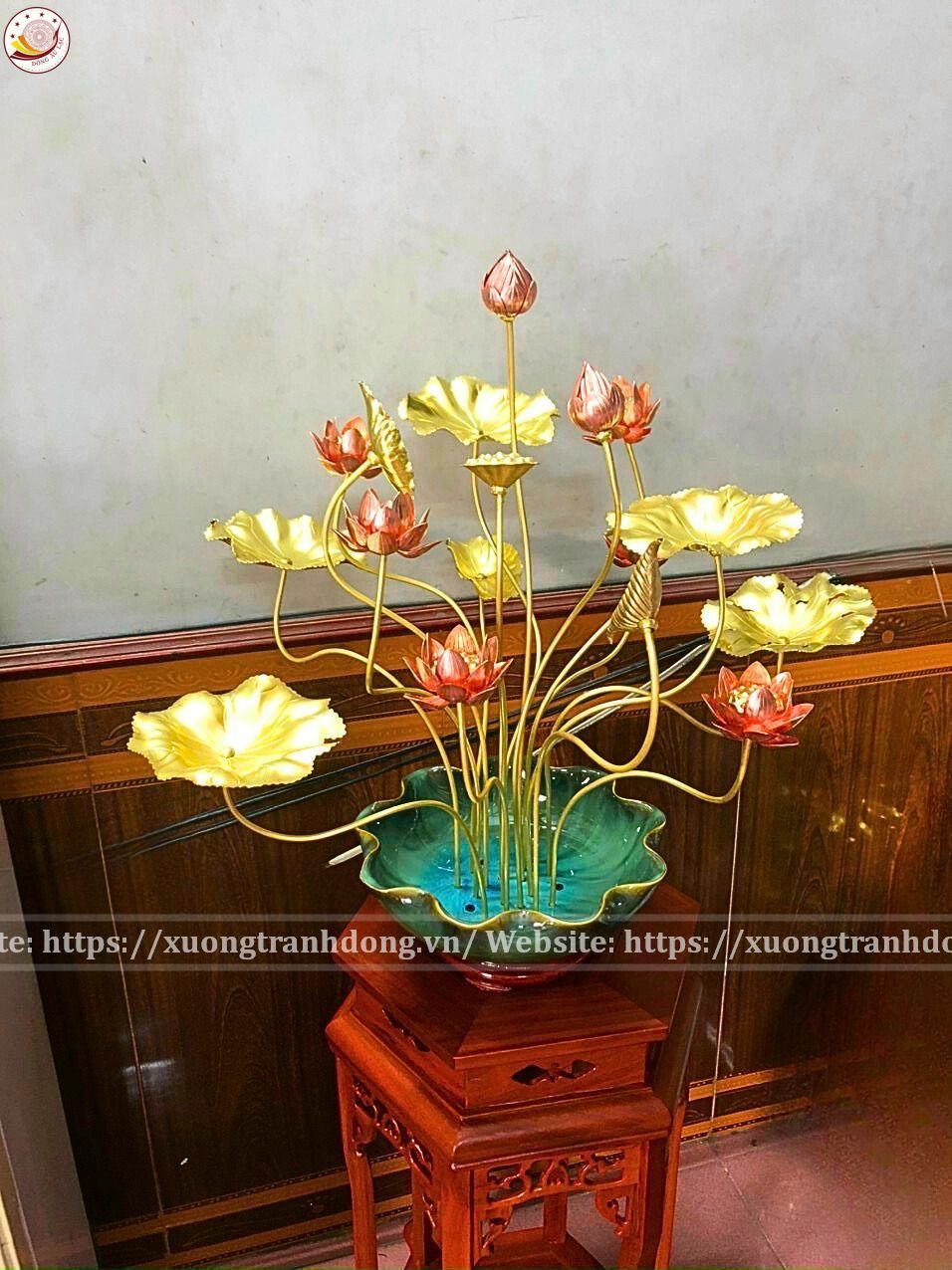 chau hoa sen 17 canh dong vang xuong tranh dong