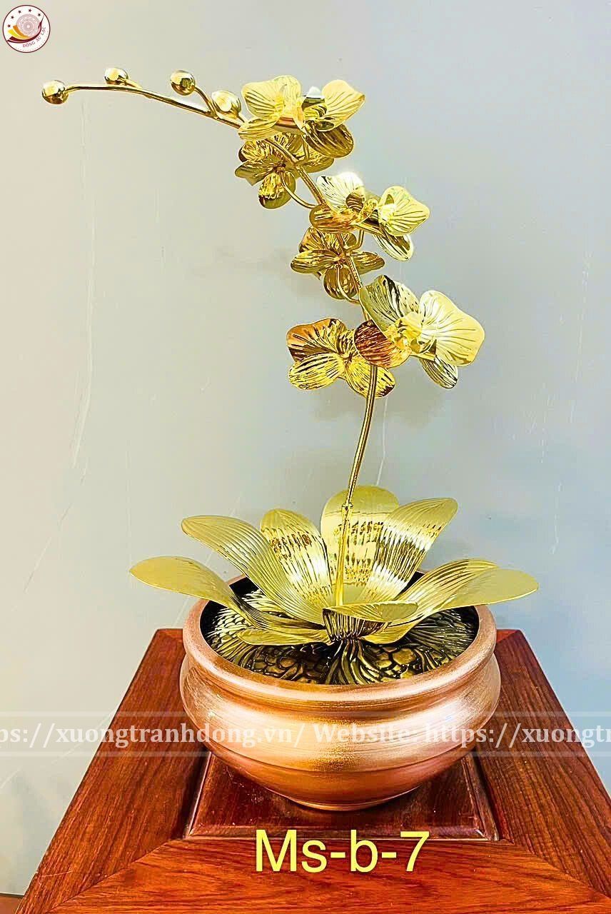 chau hoa lan 1 canh ma vang 24k xuong tranh dong