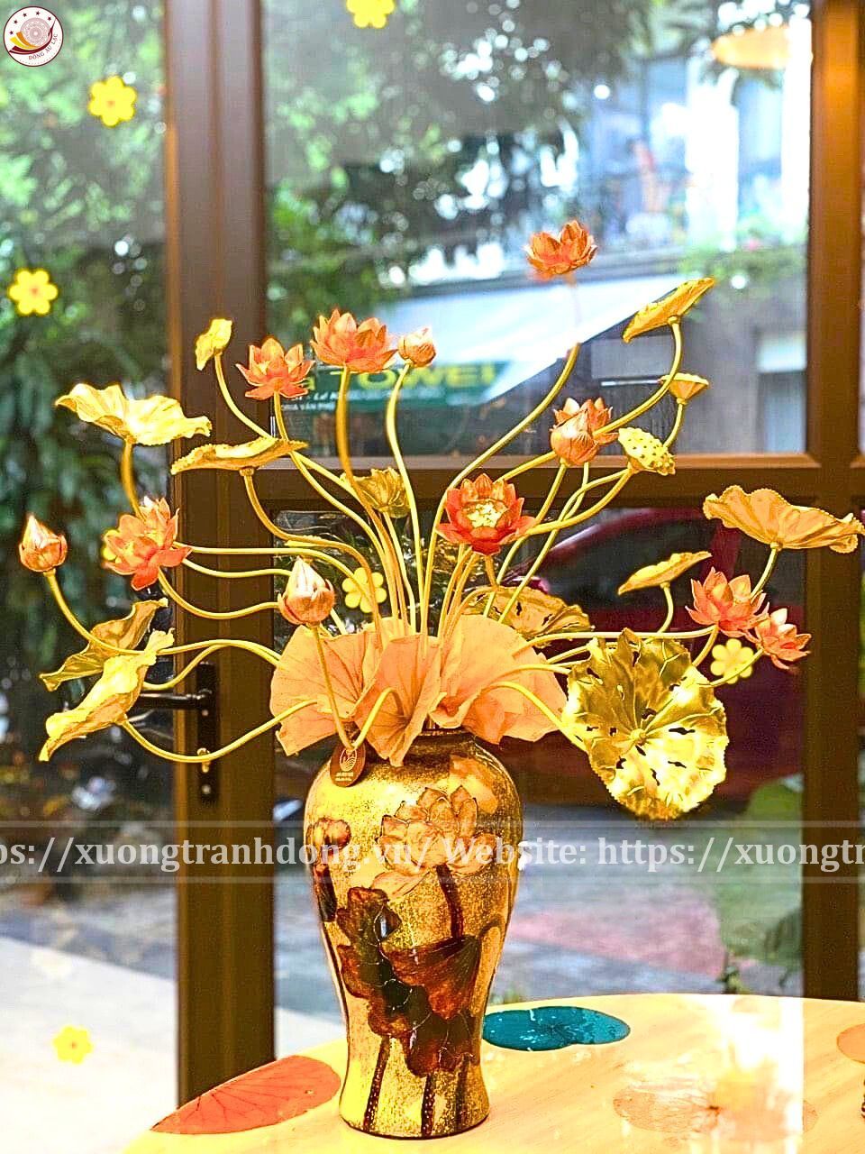 bo hoa sen 26 canh dong vang xuong tranh dong