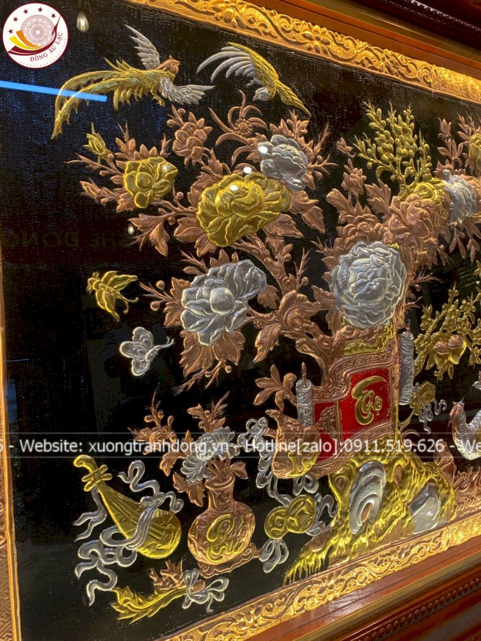 tranh vinh hoa phu quy bang dong do dat vang bac kich thuoc 1m7x90cm xuong tranh dong