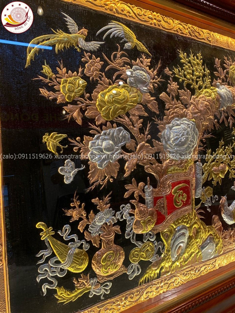 tranh vinh hoa phu quy bang dong do dat vang bac kich thuoc 1m33x2m54 xuong tranh dong
