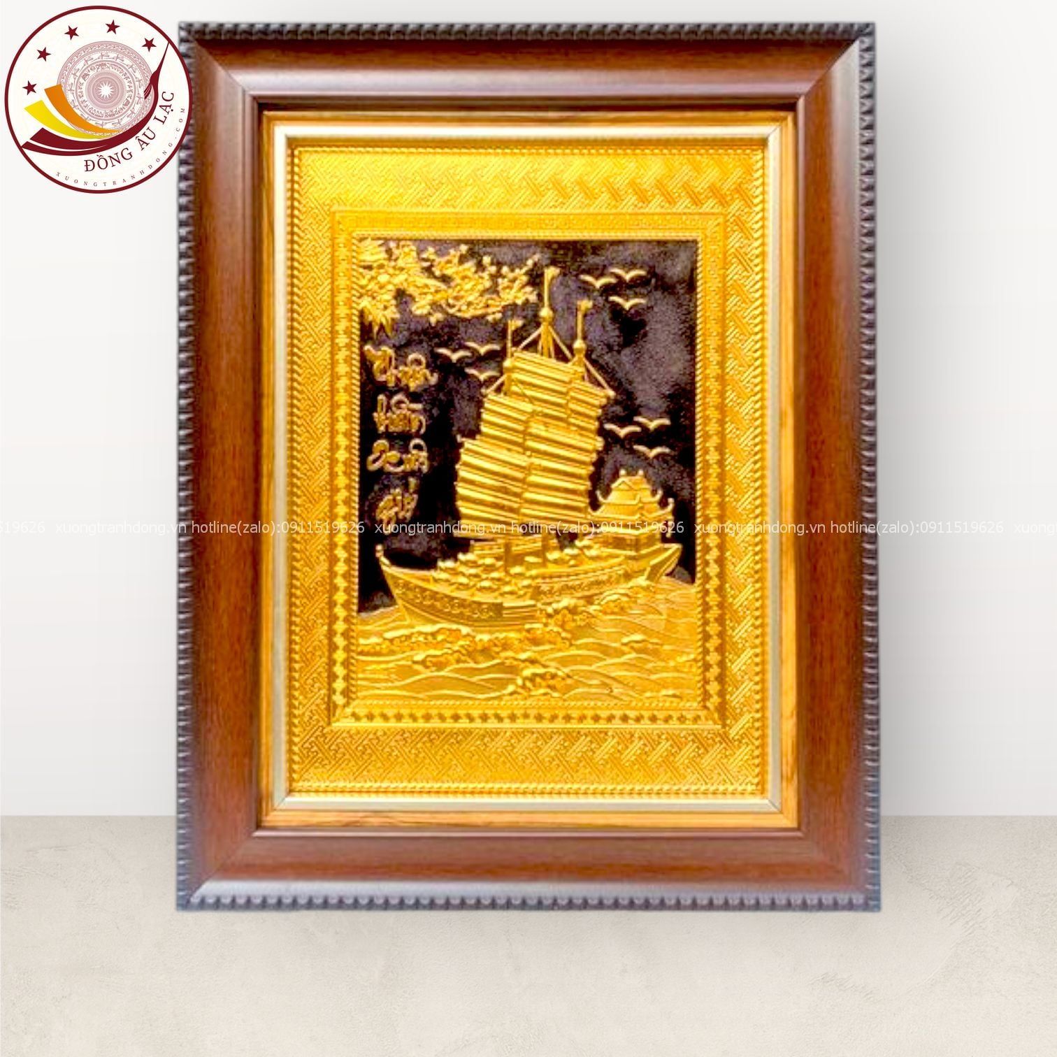 tranh qua tang thuan buom xuoi gio dong vang dat vang kich thuoc 28x34cm mau 8 xuong tranh dong