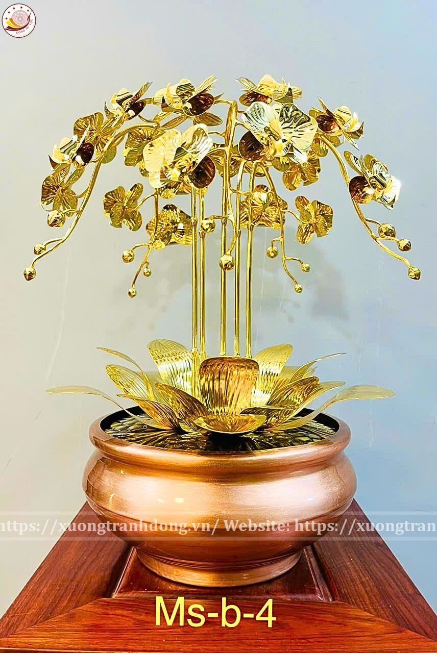 chau hoa lan 5 canh ma vang 24k xuong tranh dong