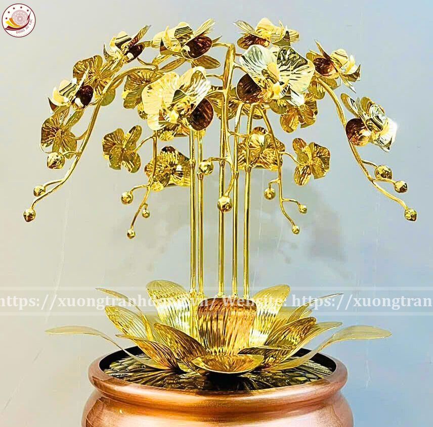 chau hoa lan 5 canh ma vang 24k xuong tranh dong