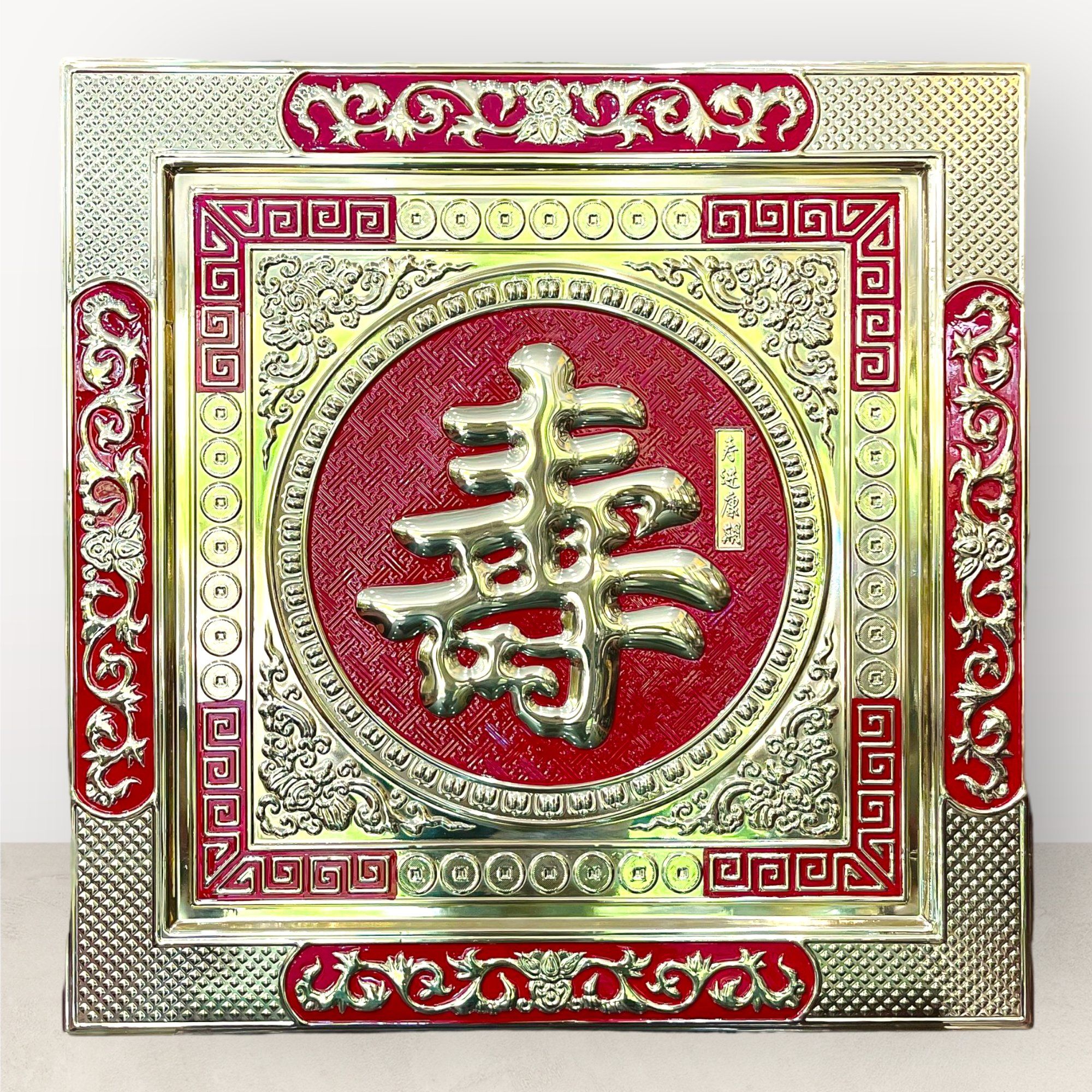tranh qua tang chu tho bang dong vang khung dong kich thuoc 70x70cm mau 1 xuong tranh dong