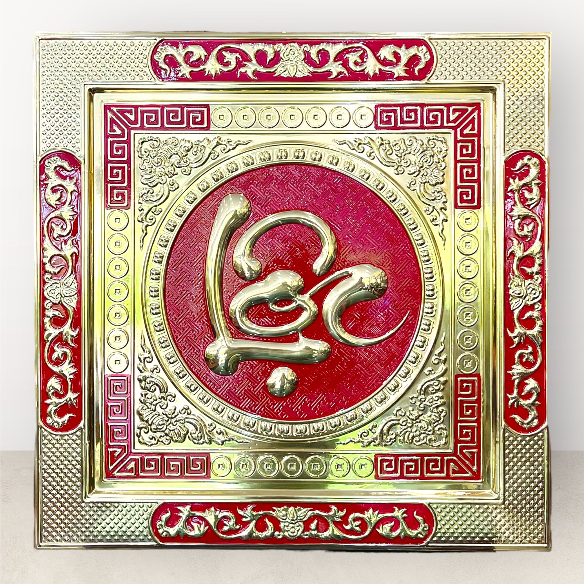 tranh qua tang chu loc bang dong vang khung dong kich thuoc 70x70cm xuong tranh dong