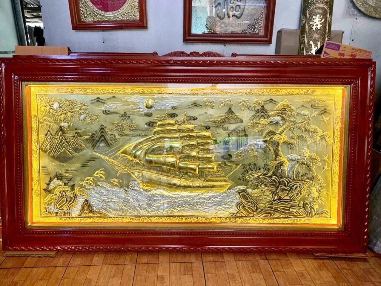 tranh thuan buom xuoi gio bang dong vang xuoc dat vang kt 1m20x2m30 xuong tranh dong
