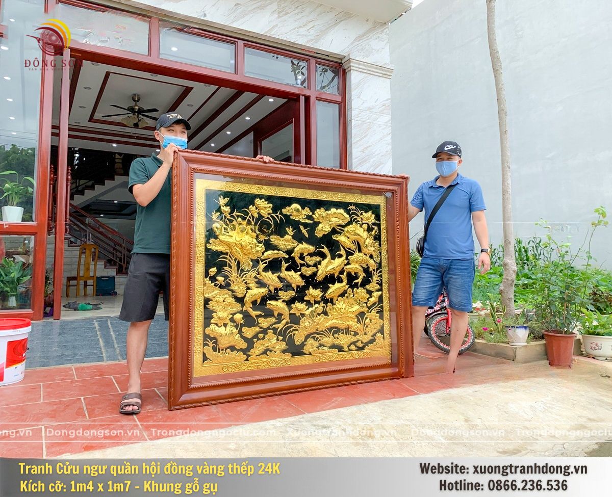 tranh cuu ngu quan hoi bang dong vang nen den dat vang thuc tay thu cong tranh quan ngu hoi tu khung go gu kich thuoc theo yeu cau