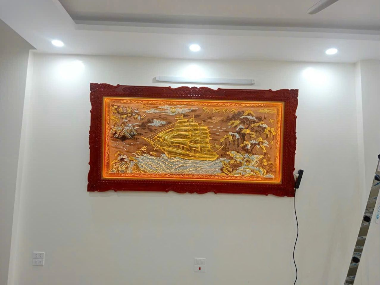 tranh thuan buom xuoi gio bang dong do xuoc dat khung duc kt 1m20x2m30 xuong tranh dong