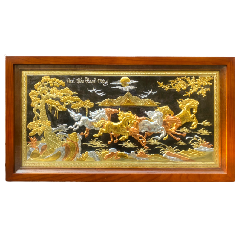 tranh qua tang cao cap tranh ma dao thanh cong bang dong nen den ma vang 14k kt 88 48cm