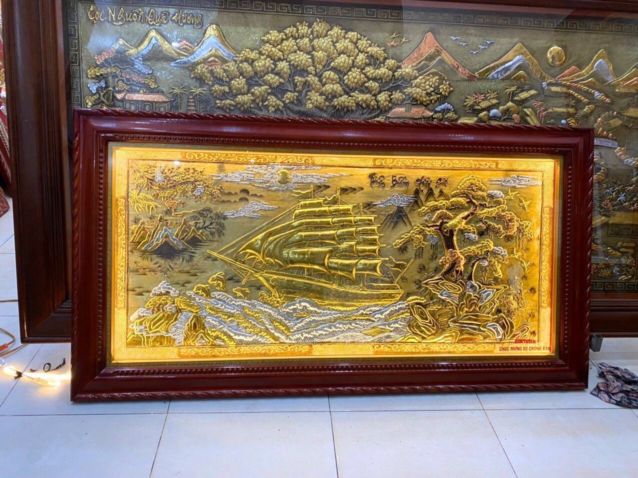 tranh thuan buom xuoi gio bang dong vang xuoc dat vang kt 90cmx170cm xuong tranh dong