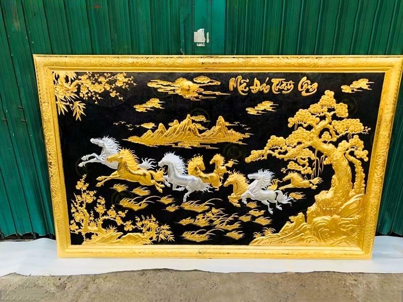 tranh ma dao thanh cong bang dong vang nen den dat vang bac kt 1m97x1m07