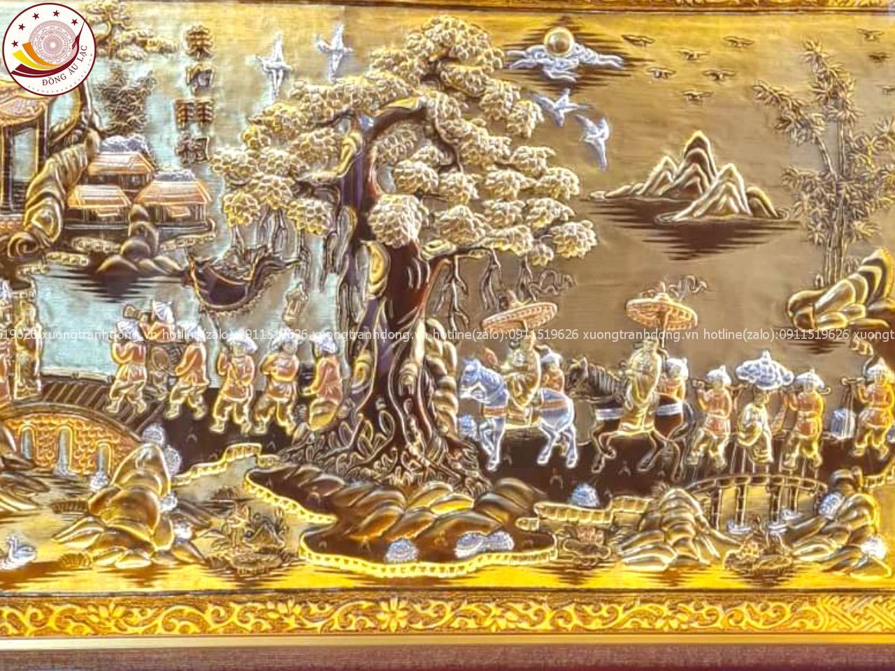 tranh vinh quy bai to dong vang xuoc nen dat vang kich thuoc 110cmx70cm xuong tranh dong