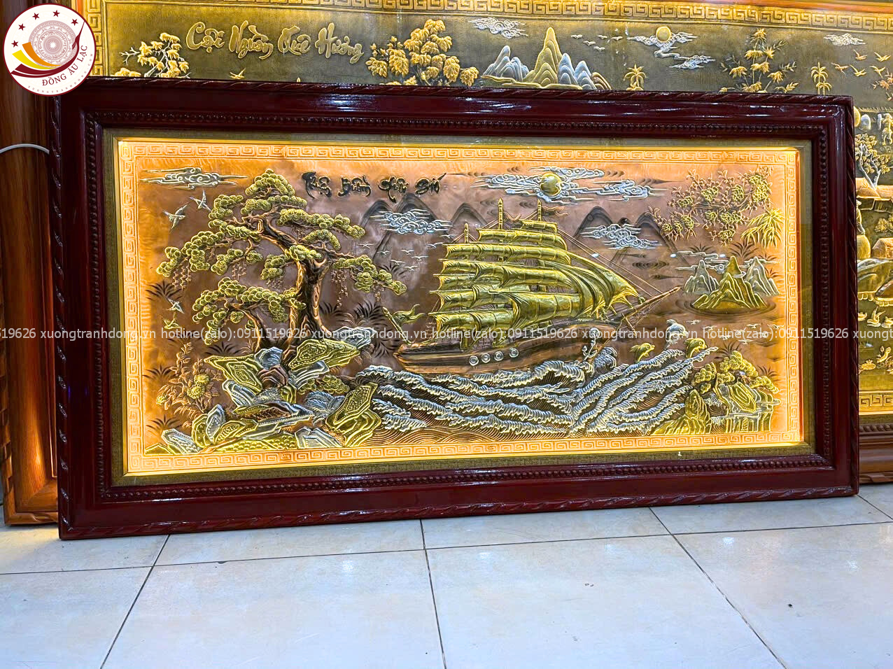 tranh thuan buom xuoi gio bang dong do xuoc dat vang kt 90cmx170cm xuong tranh dong