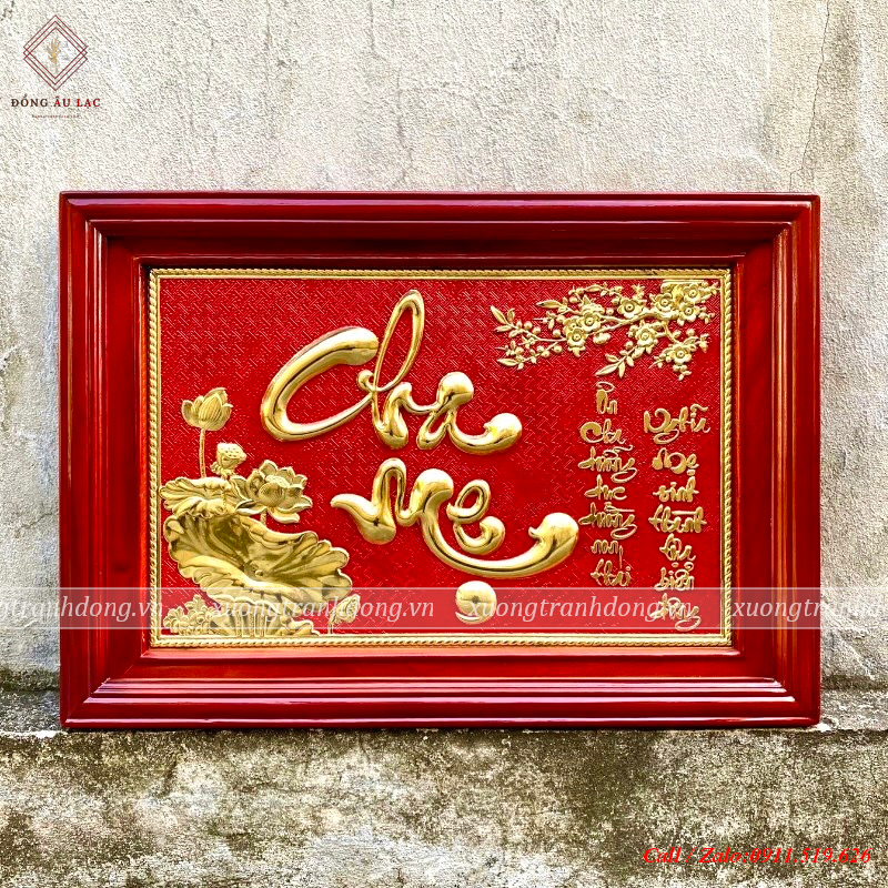 tranh cha me 38x54cm khong ma nen do khung go soi