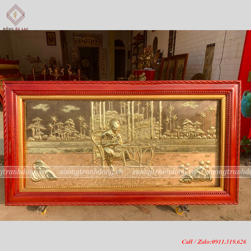 tranh bac ho ngoi ghe may dong vang kich thuoc 90 170