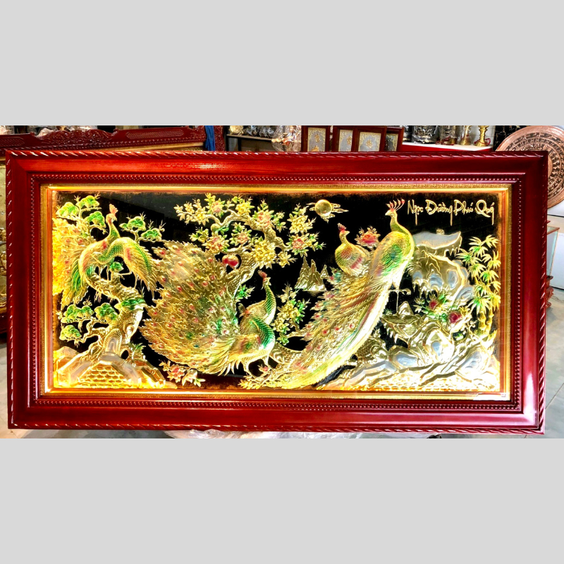tranh ngoc duong phu quy dong vang dat vang bac kich thuoc 1m2 2m3 khung tron