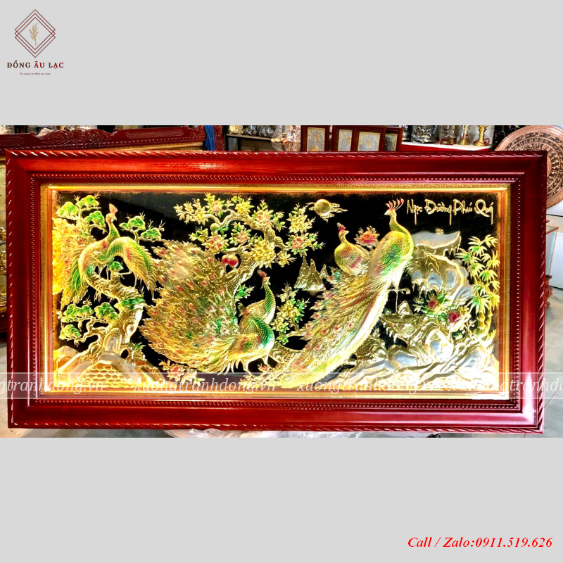 tranh ngoc duong phu quy dong vang dat vang bac kich thuoc 1m2 2m3 khung tron