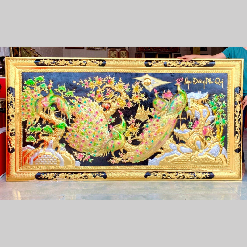 tranh ngoc duong phu quy dong vang dat vang bac khung dong lien kich thuoc 1m2 2m3
