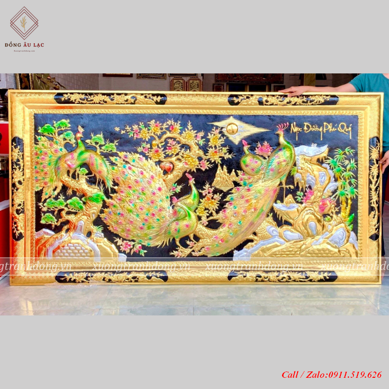 tranh ngoc duong phu quy dong vang dat vang bac khung dong lien kich thuoc 1m2 2m3