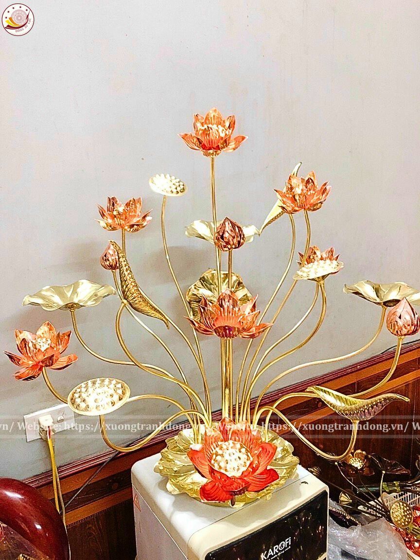 chau hoa sen 20 canh dong vang xuong tranh dong