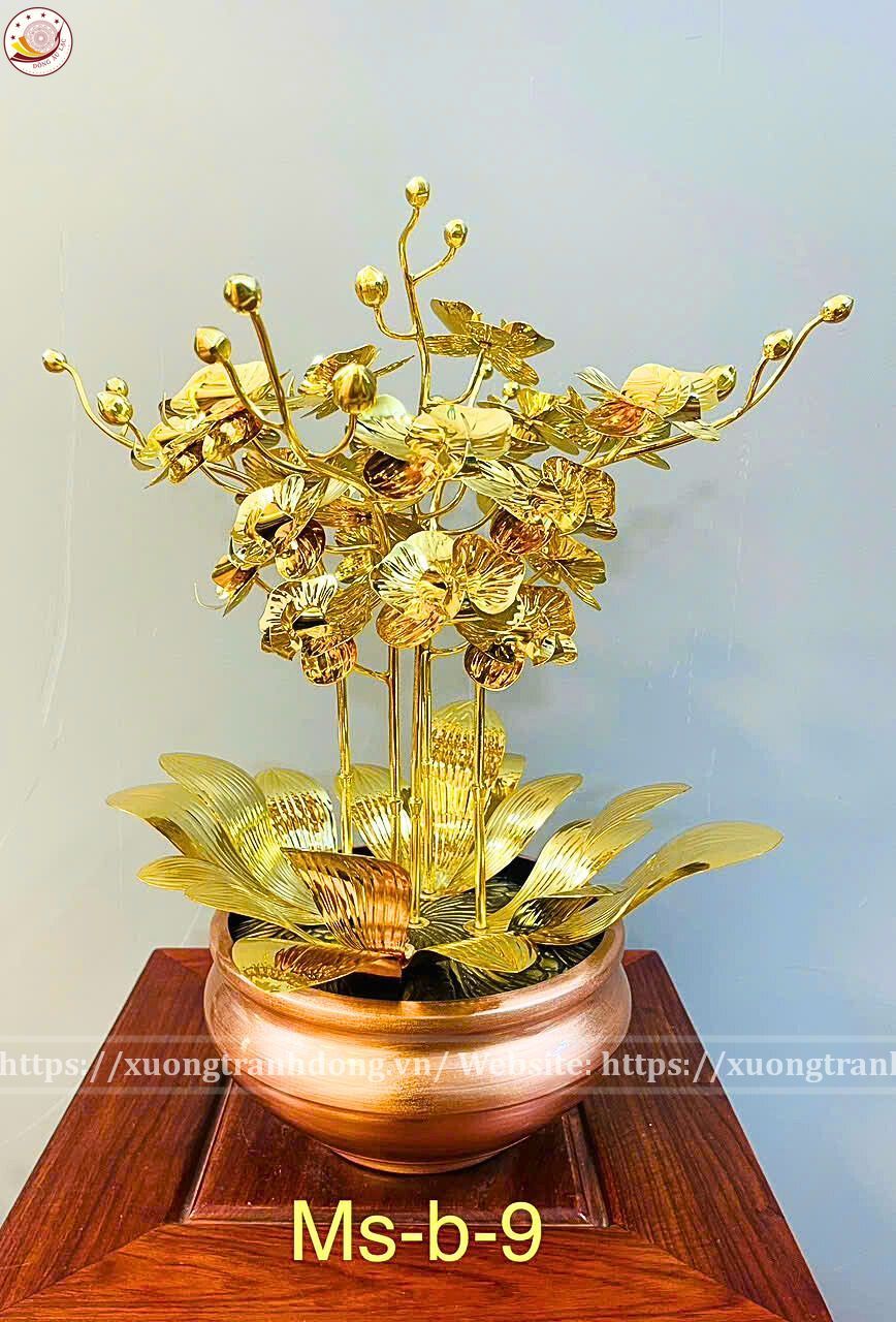 chau hoa lan 5 canh ma vang 24k xuong tranh dong