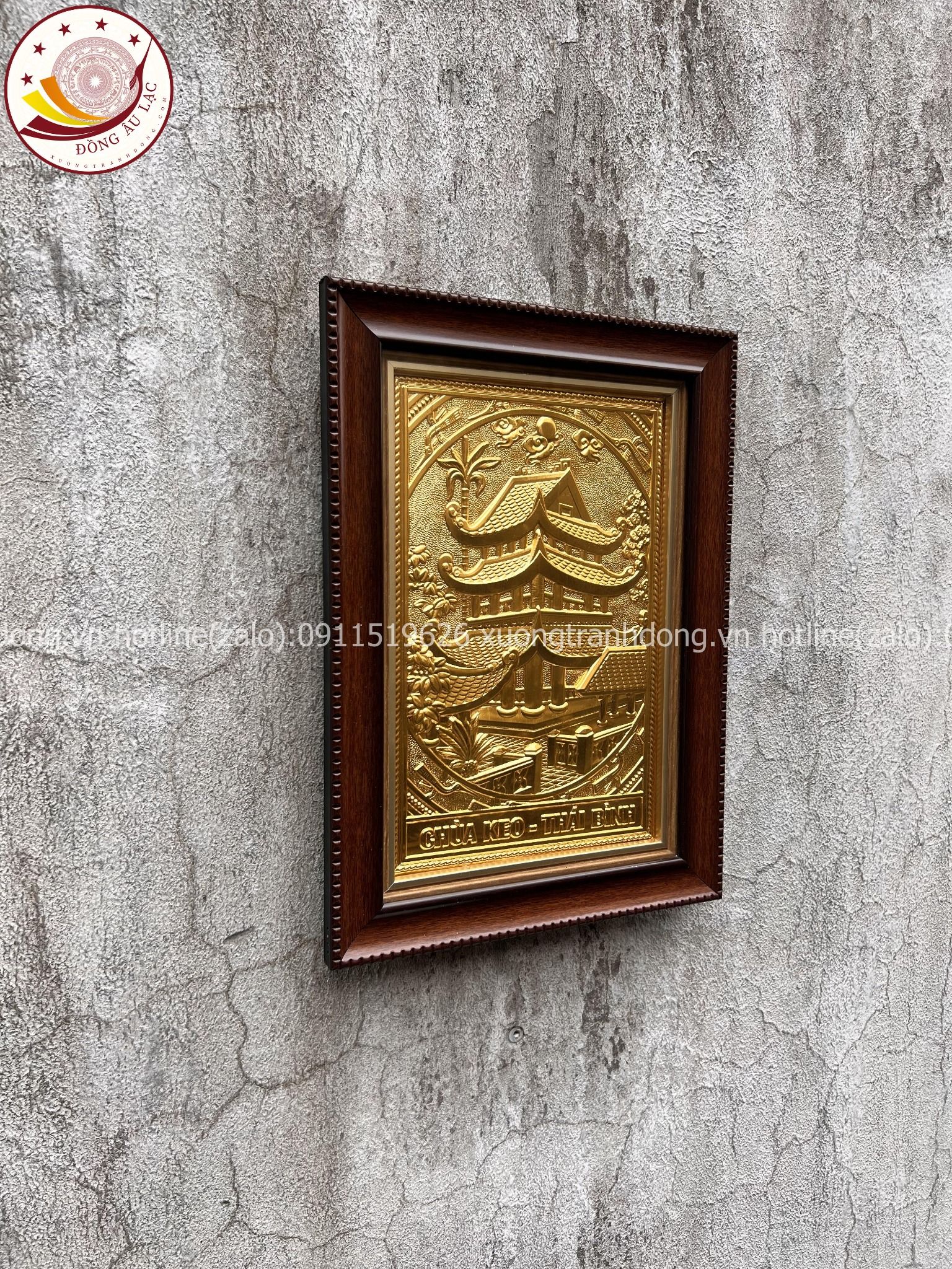 tranh qua tang danh lam chua keo thai binh dong vang dat vang 24k kich thuoc 28x38cm mau 1 xuong tranh dong
