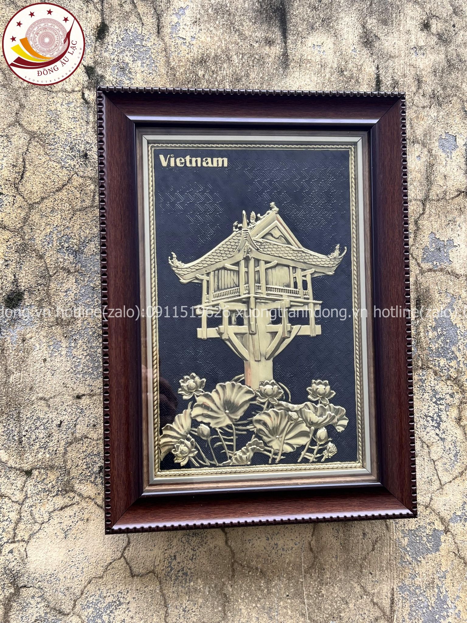 tranh qua tang danh lam chua mot cot dong vang kich thuoc 28x38cm mau 2 xuong tranh dong