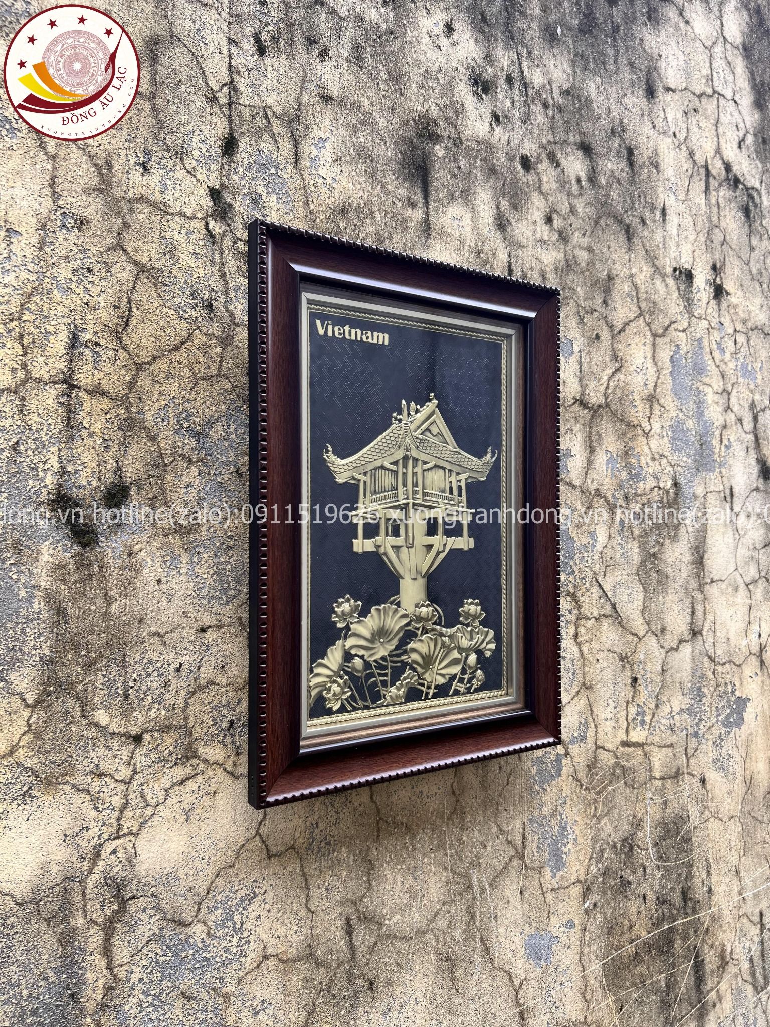 tranh qua tang danh lam chua mot cot dong vang kich thuoc 28x38cm mau 2 xuong tranh dong