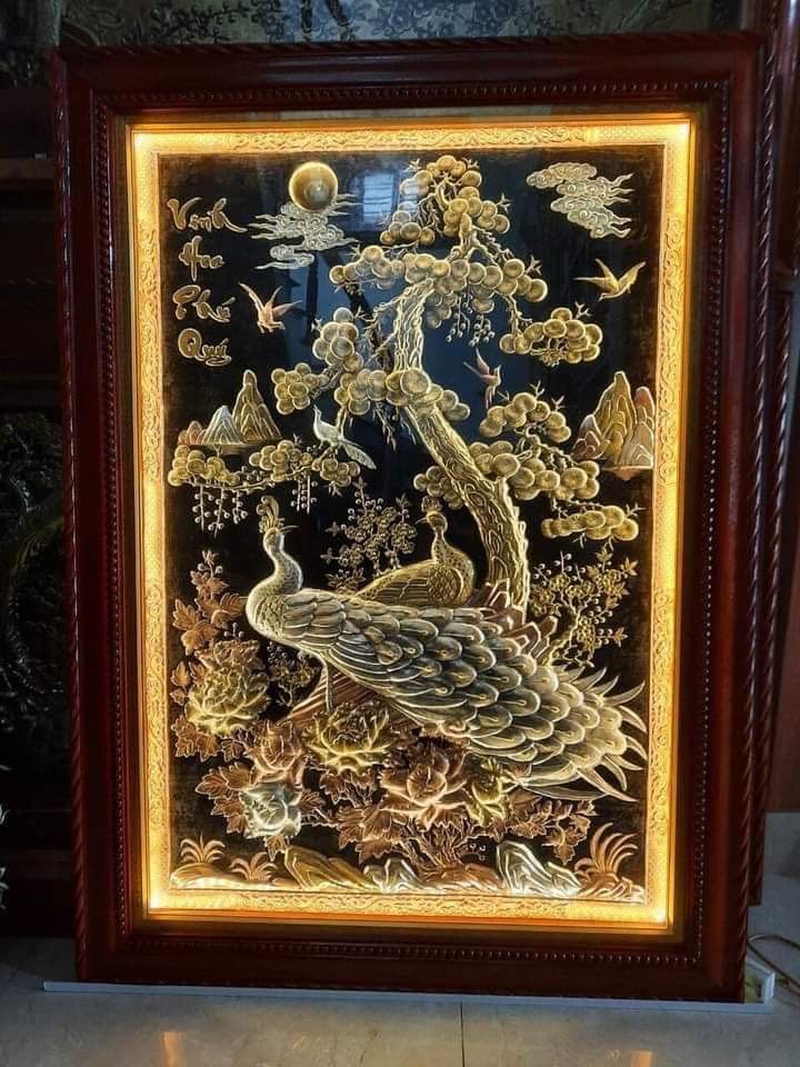tranh vinh hoa phu quy bang dong vang dat vang bac kich thuoc 1m27x81cm xuong tranh dong